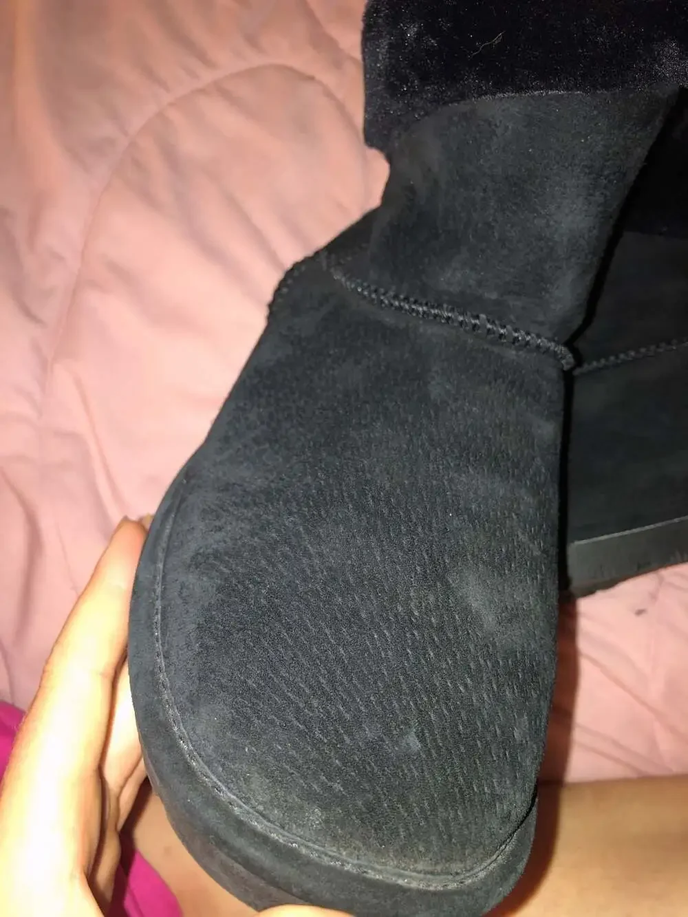 LAMO Essential Wrap Women's Black Suede and Faux Fur Boots